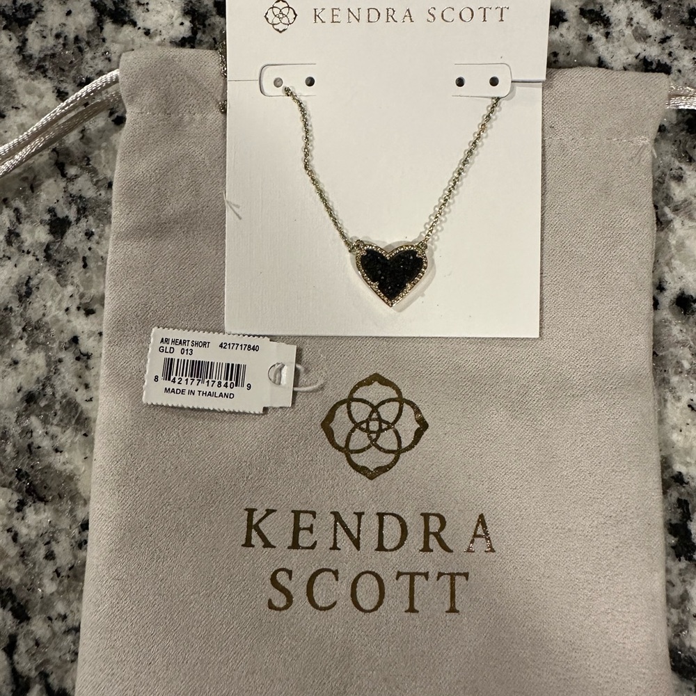 Kendra Scott, Black Pave Heart Necklace